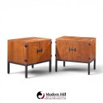 Milo Baughman for Directional Mid Century Walnut Nightstands - Pair