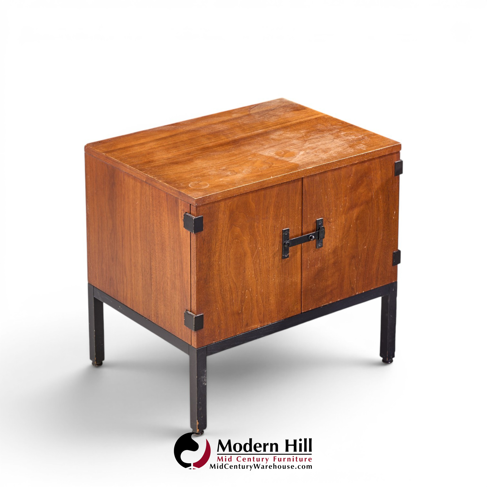 Milo Baughman for Directional Mid Century Walnut Nightstands - Pair