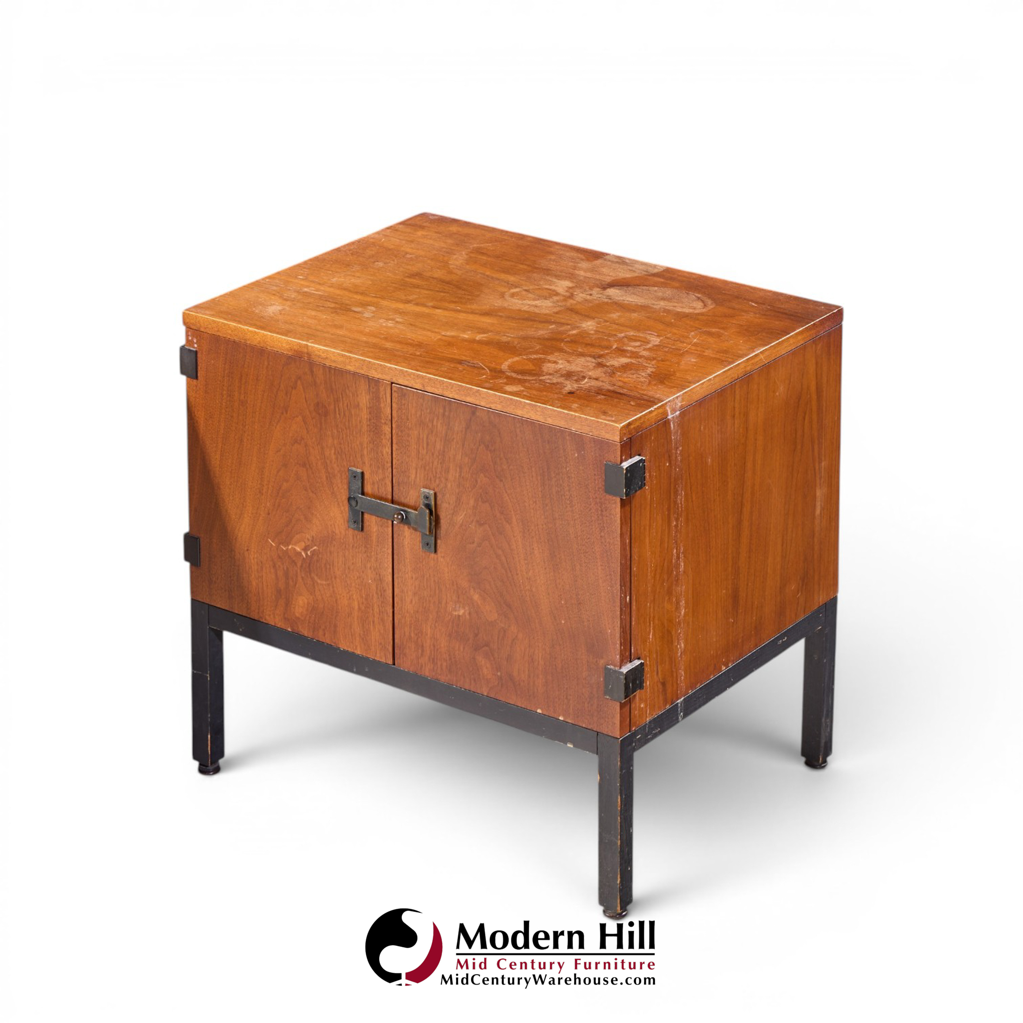 Milo Baughman for Directional Mid Century Walnut Nightstands - Pair