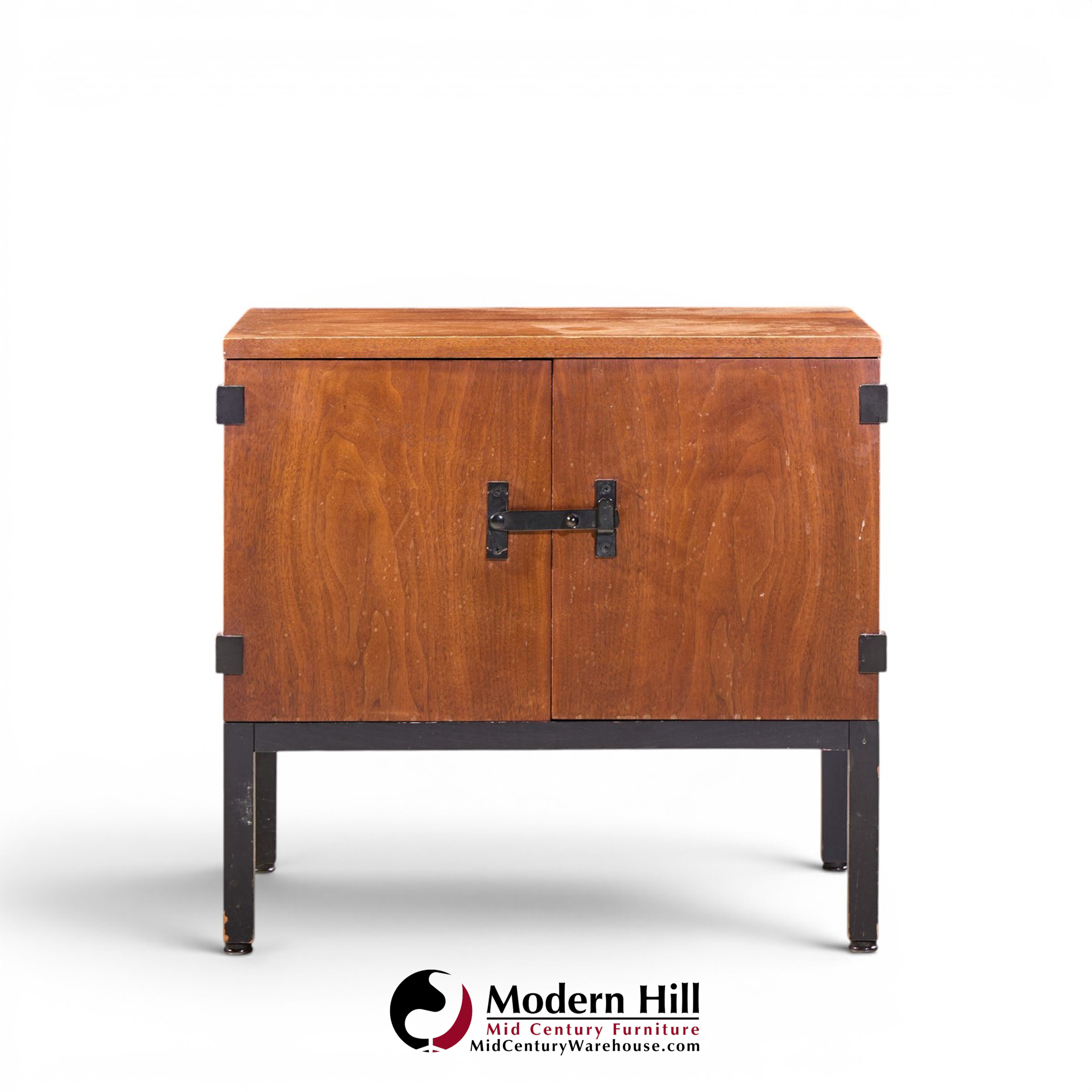 Milo Baughman for Directional Mid Century Walnut Nightstands - Pair