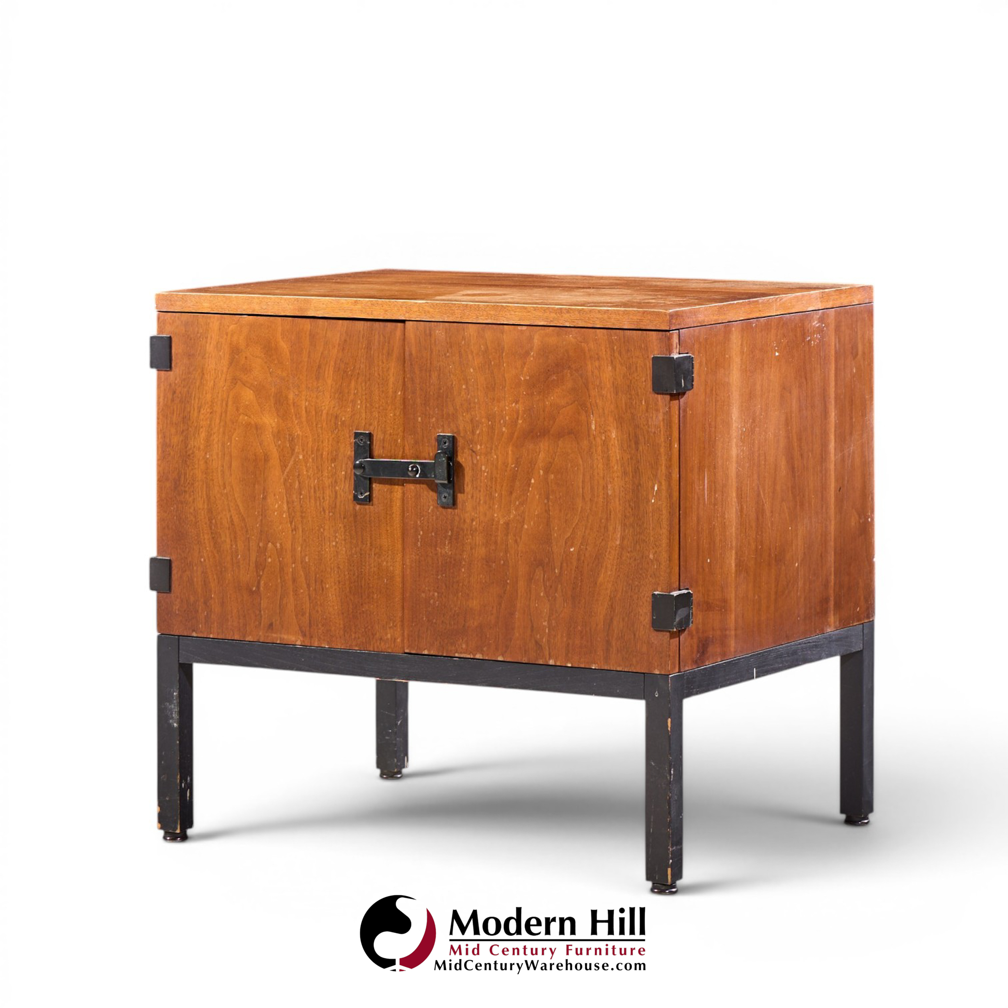 Milo Baughman for Directional Mid Century Walnut Nightstands - Pair