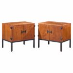 Milo Baughman for Directional Mid Century Walnut Nightstands - Pair