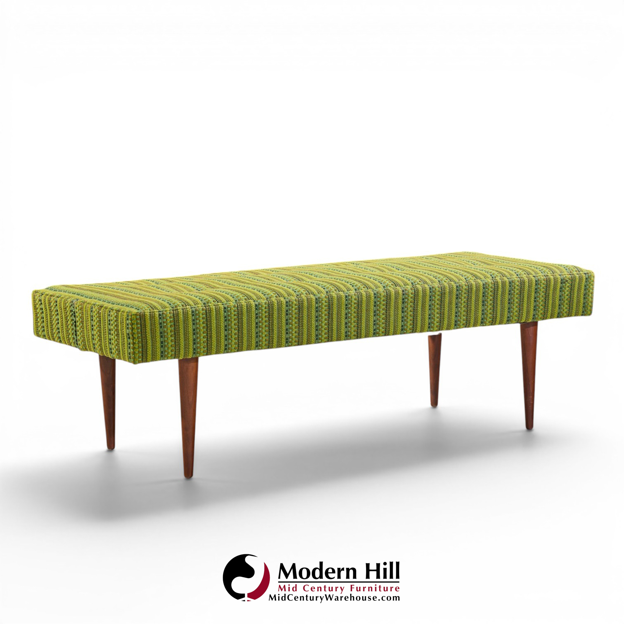 Milo Baughman for Thayer Coggin Mid Century Walnut Upholstered Bench