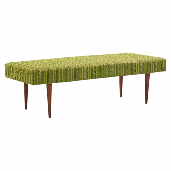 milo baughman for thayer coggin mid century walnut upholstered bench