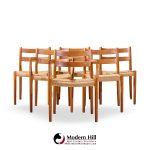 niels møller models 84 and 67 mid century danish teak and rope dining chairs - set of 6