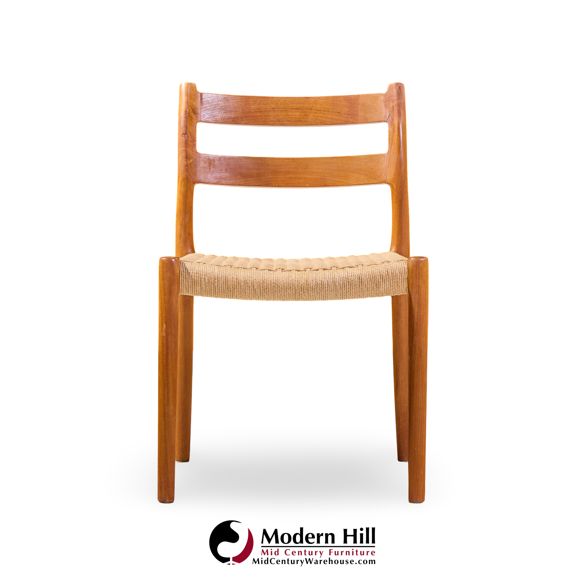 niels møller models 84 and 67 mid century danish teak and rope dining chairs - set of 6