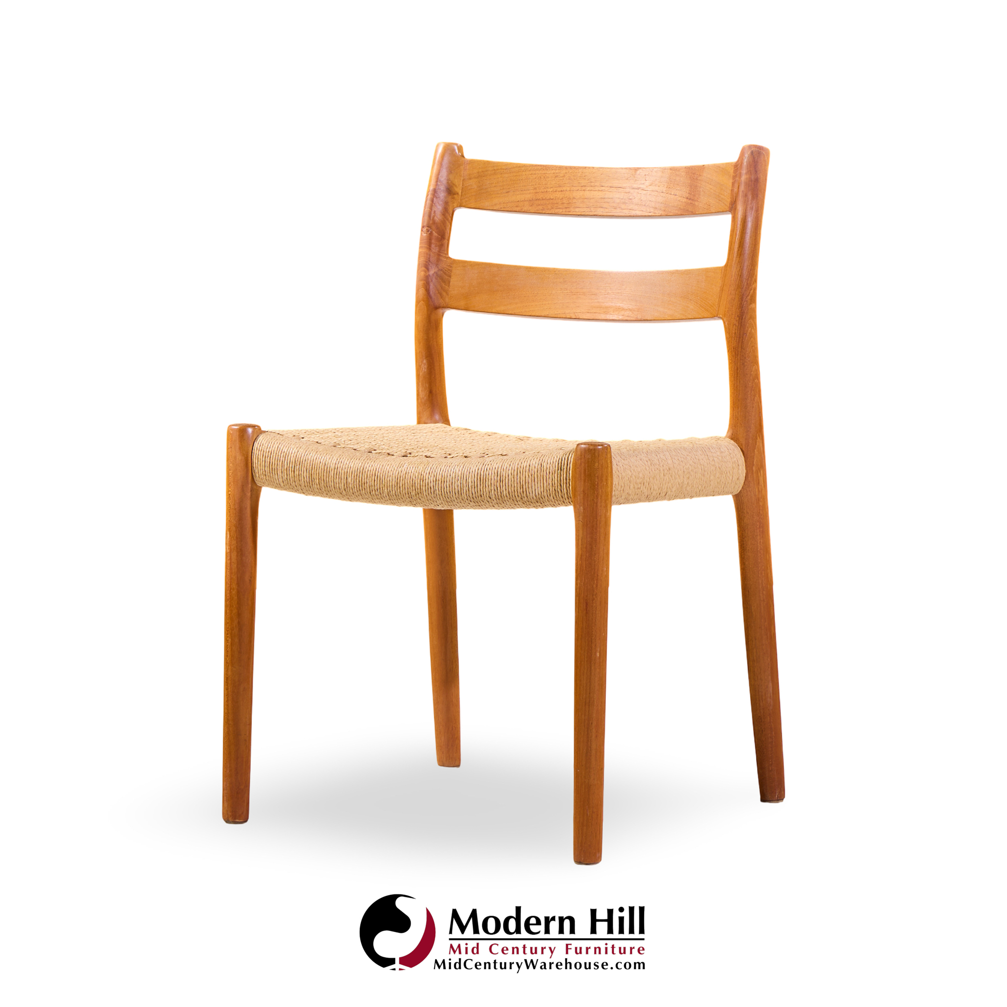 niels møller models 84 and 67 mid century danish teak and rope dining chairs - set of 6