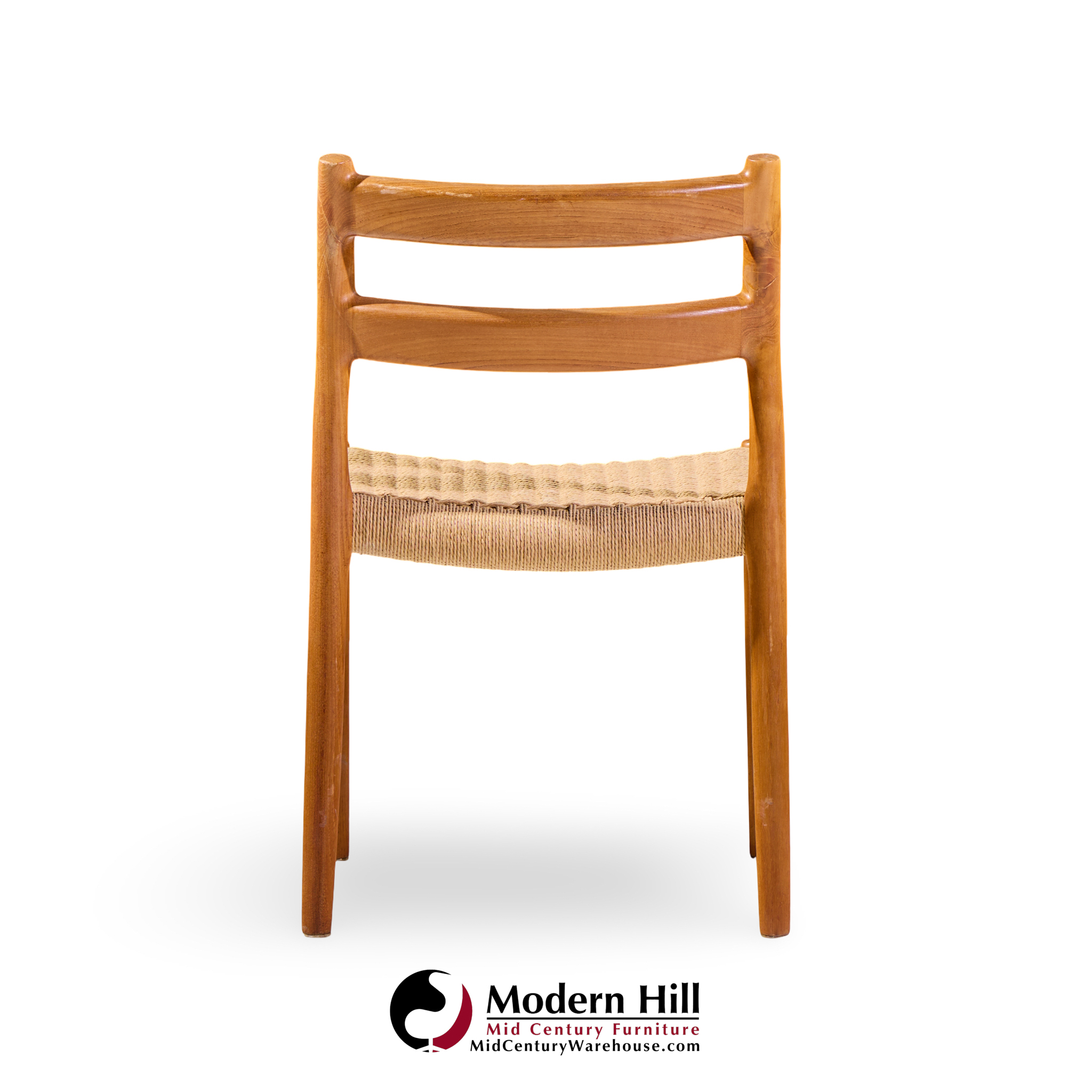 niels møller models 84 and 67 mid century danish teak and rope dining chairs - set of 6