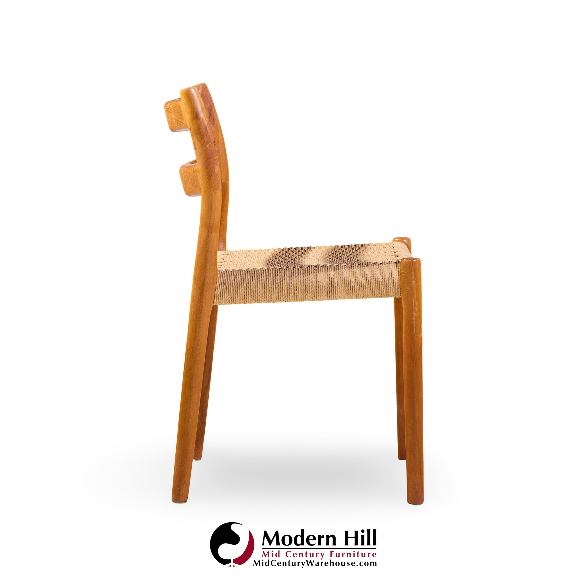 niels møller models 84 and 67 mid century danish teak and rope dining chairs - set of 6