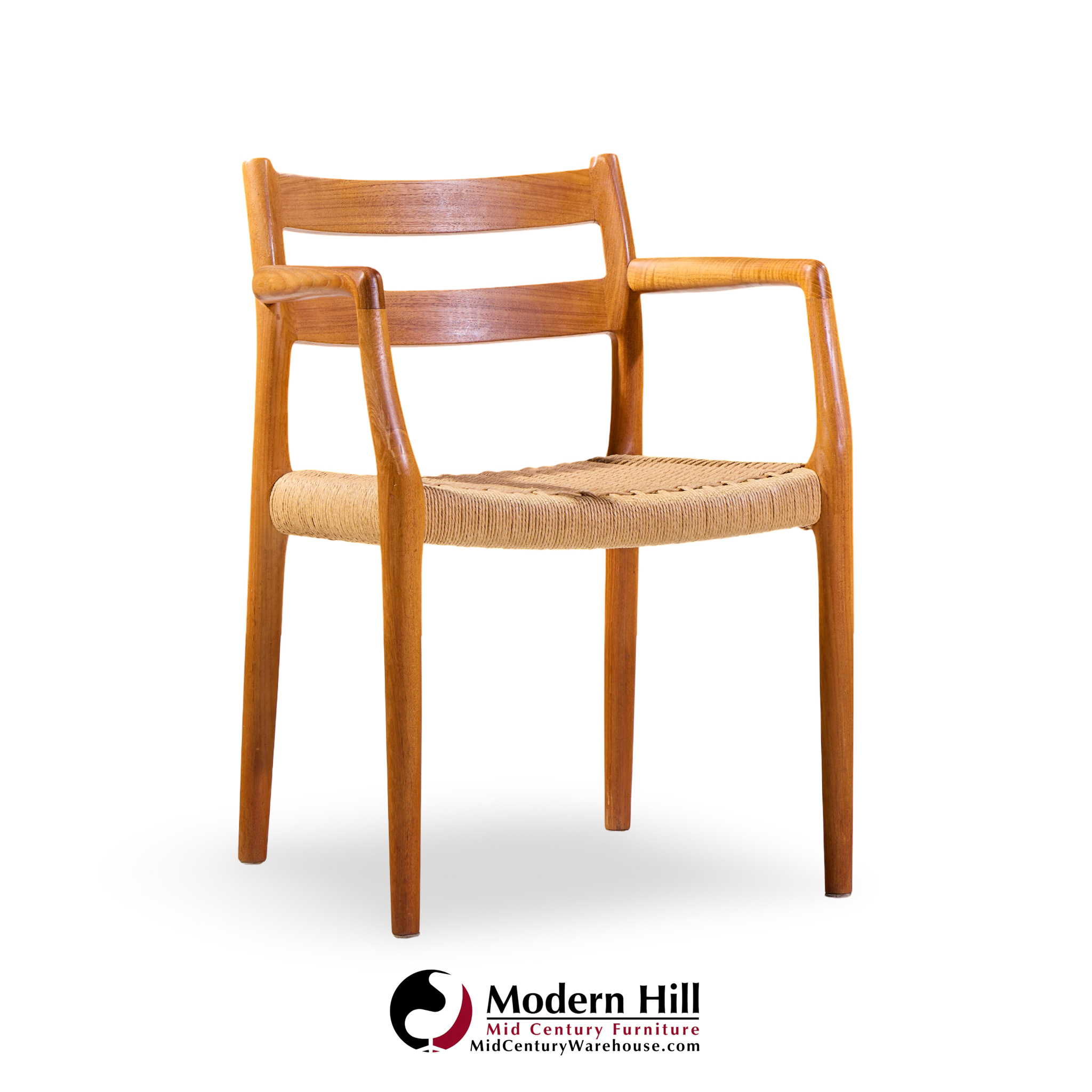 niels møller models 84 and 67 mid century danish teak and rope dining chairs - set of 6