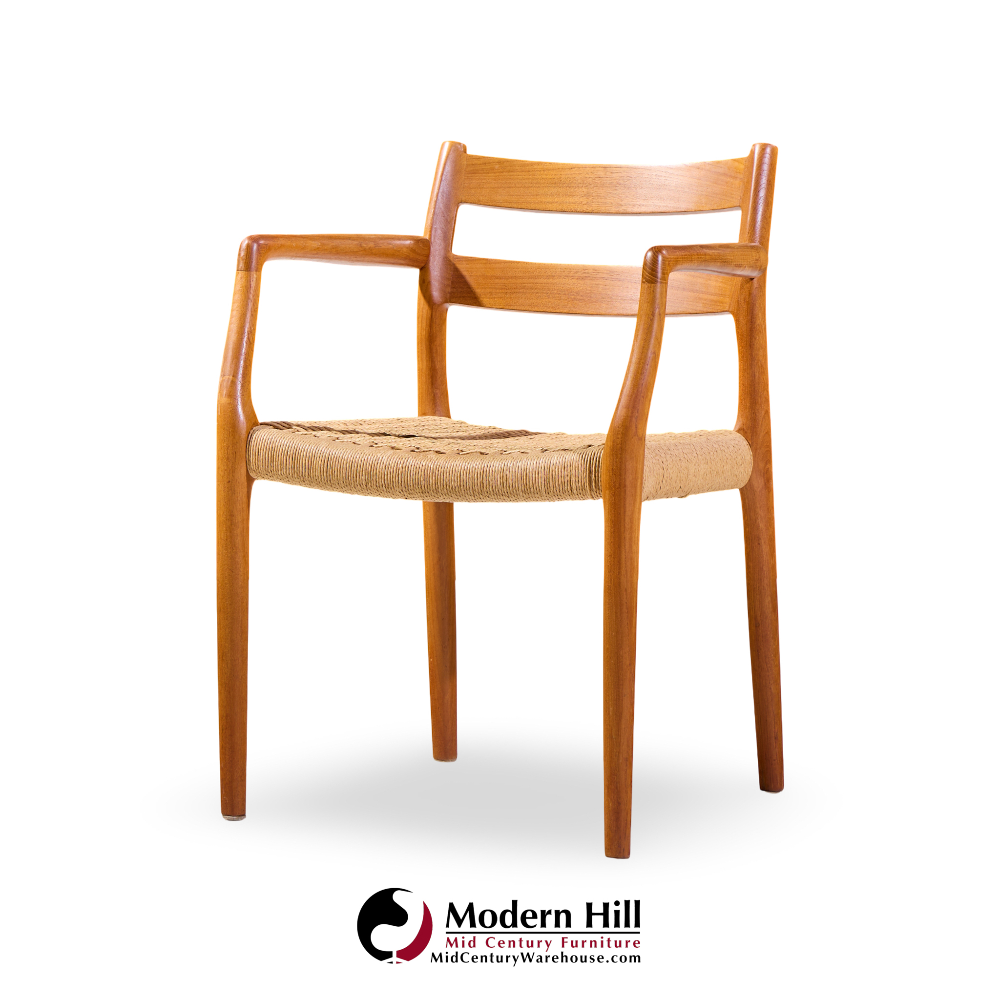 niels møller models 84 and 67 mid century danish teak and rope dining chairs - set of 6