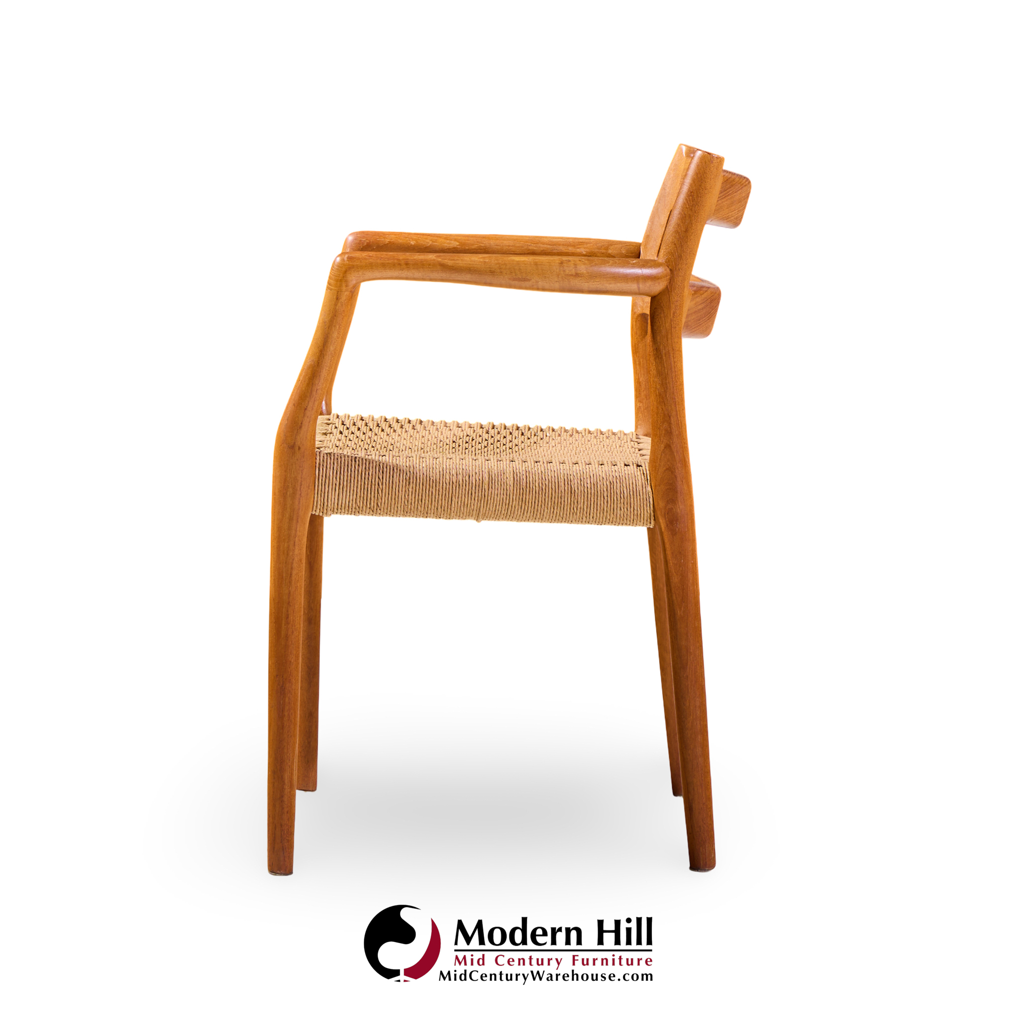 niels møller models 84 and 67 mid century danish teak and rope dining chairs - set of 6