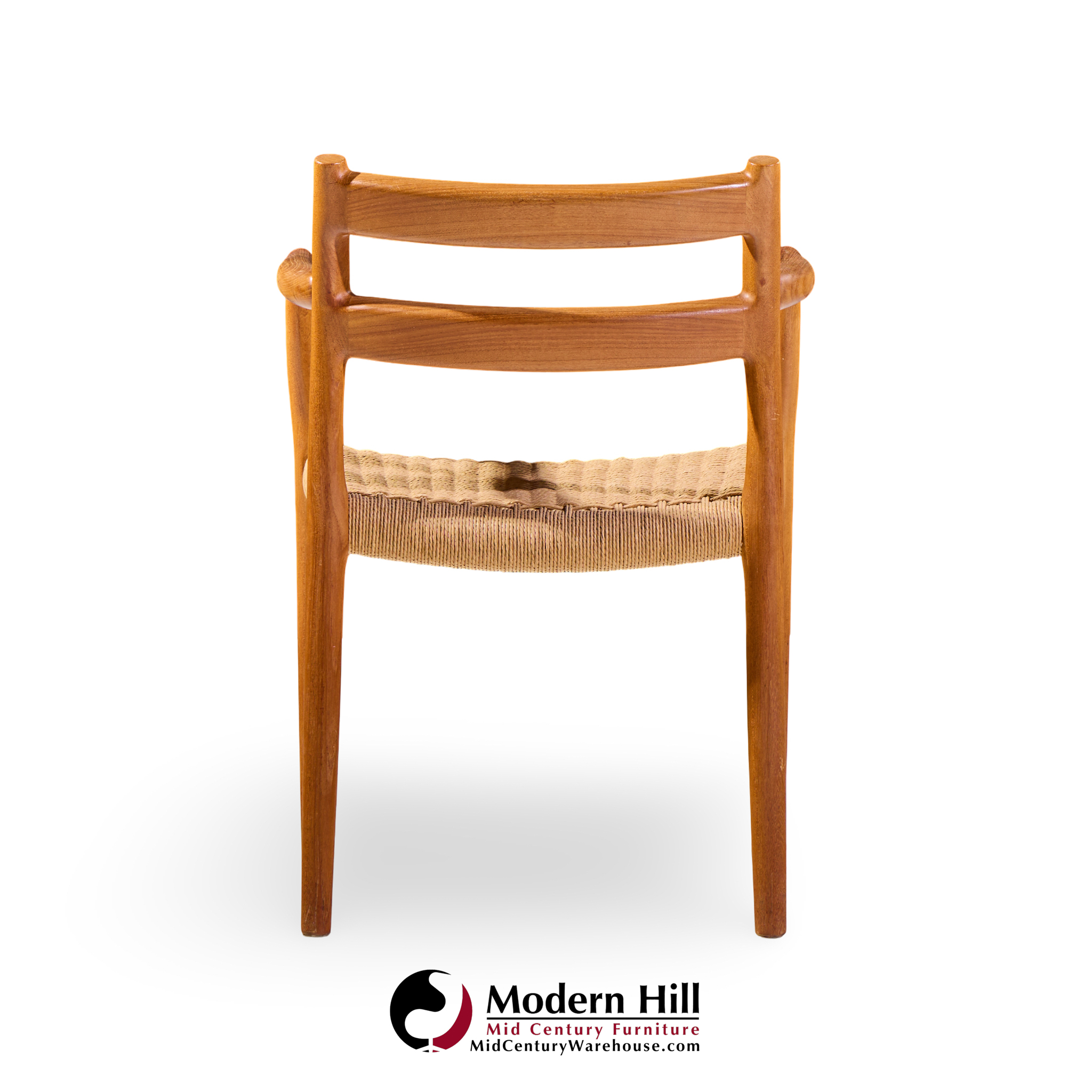 niels møller models 84 and 67 mid century danish teak and rope dining chairs - set of 6