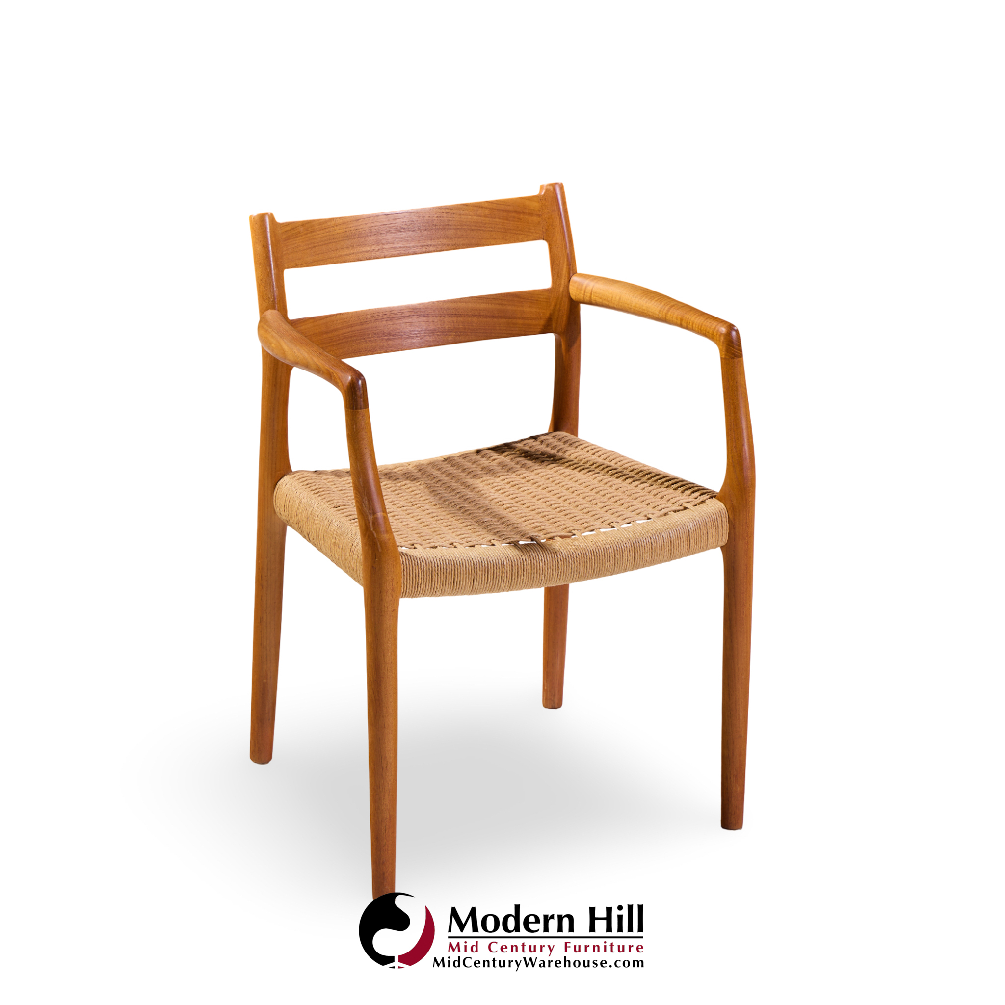 niels møller models 84 and 67 mid century danish teak and rope dining chairs - set of 6
