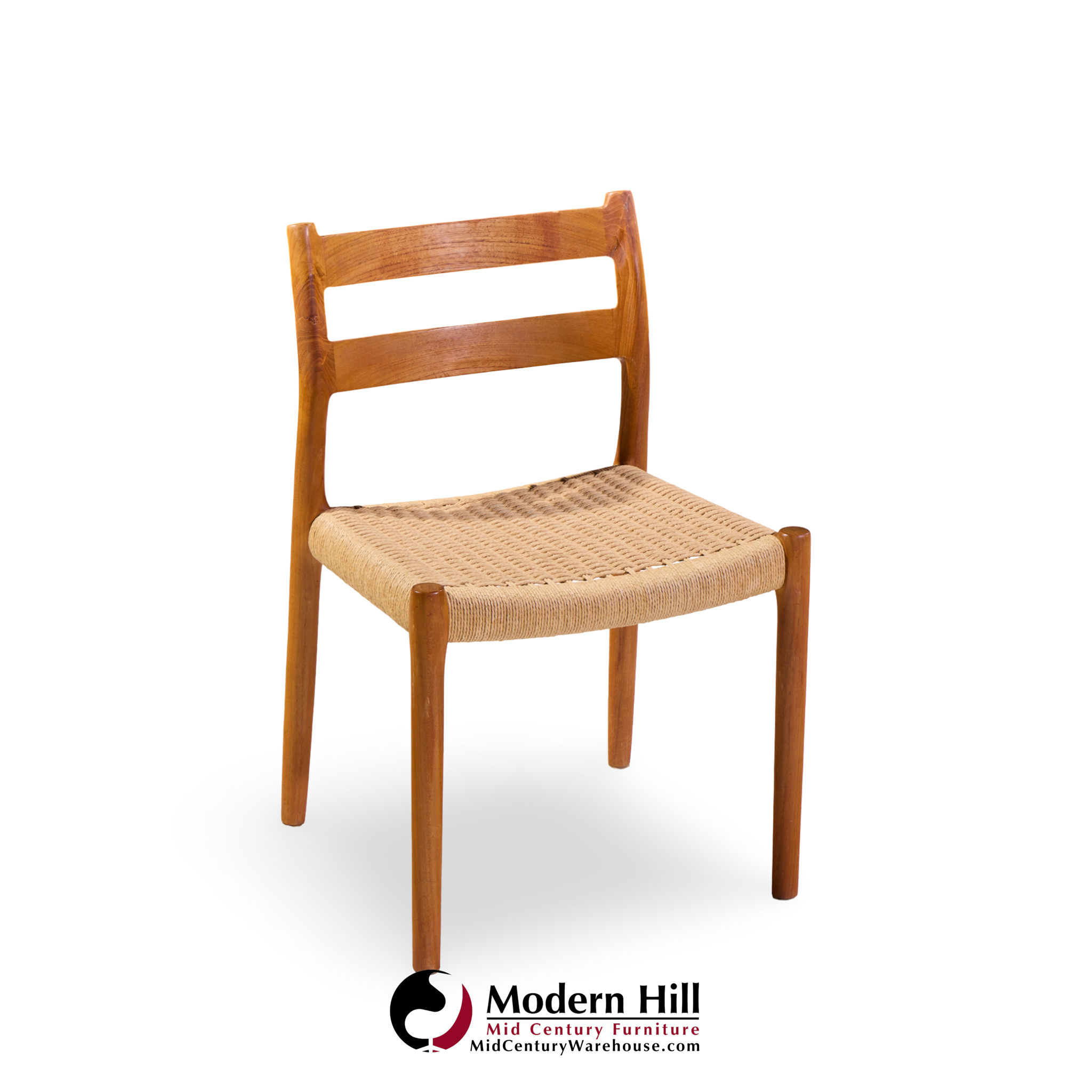 niels møller models 84 and 67 mid century danish teak and rope dining chairs - set of 6