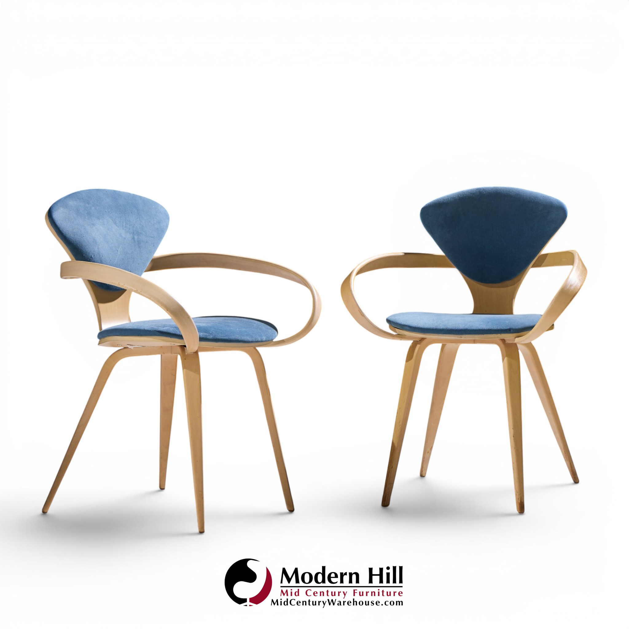 Norman Cherner for Plycraft Mid Century Pretzel Dining Chairs - Pair