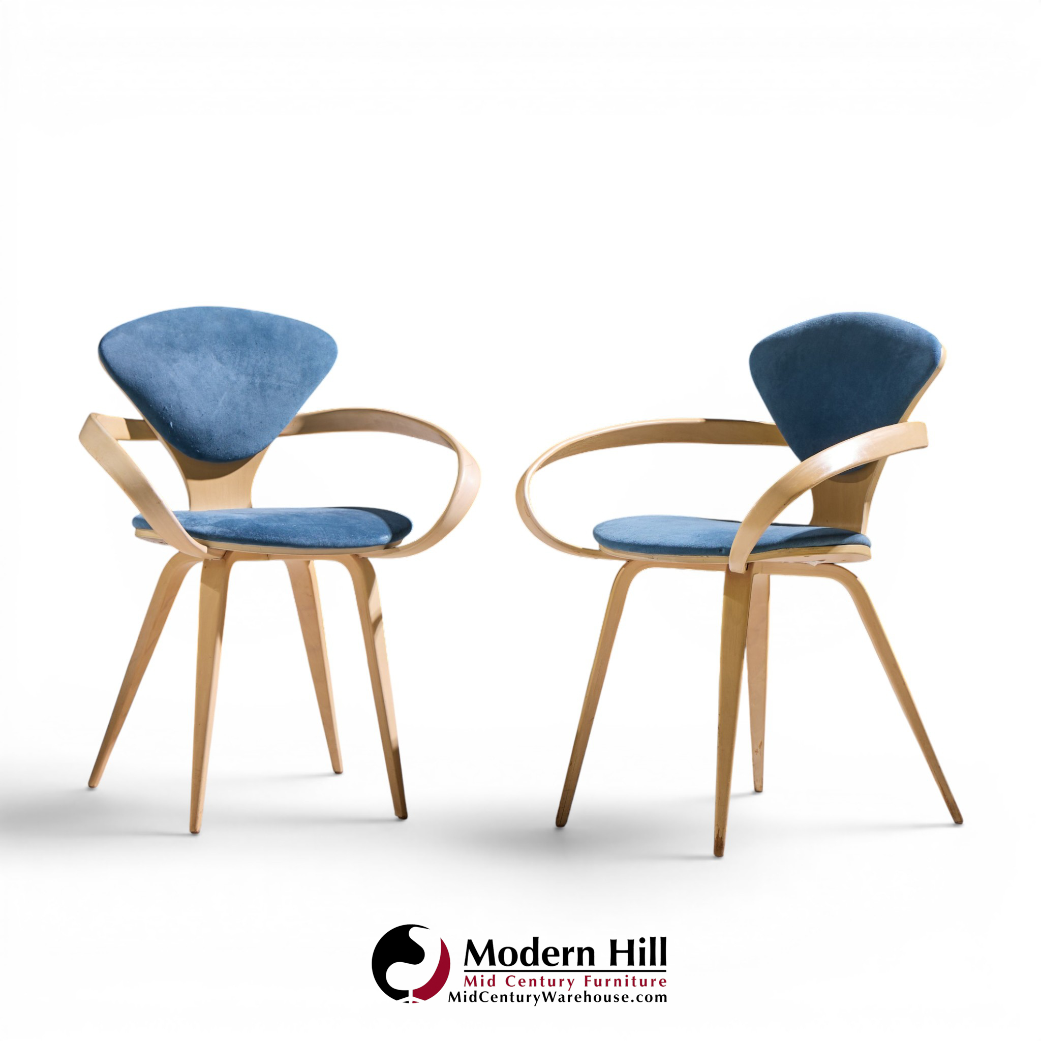 Norman Cherner for Plycraft Mid Century Pretzel Dining Chairs - Pair