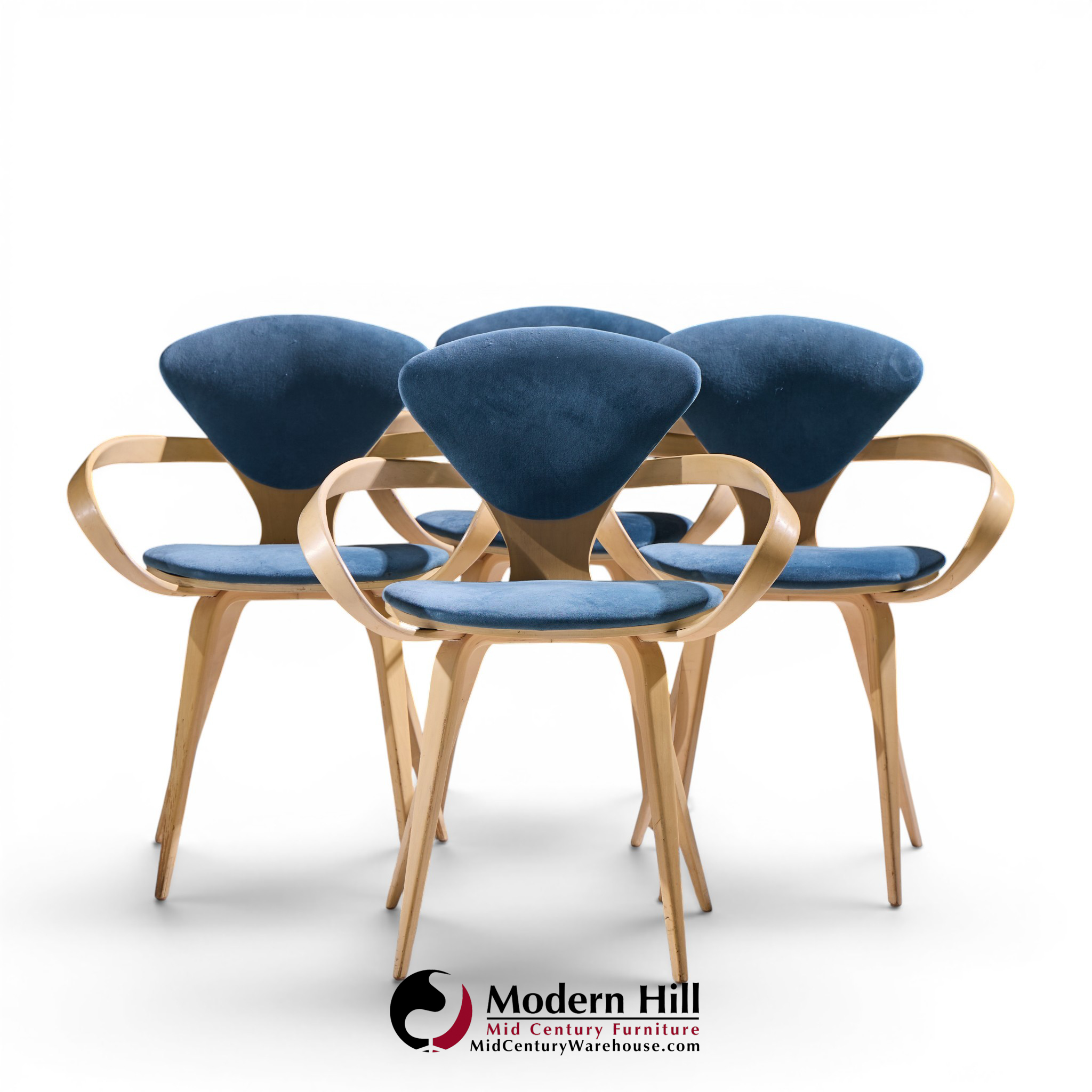 Norman Cherner for Plycraft Mid Century Pretzel Dining Chairs - Set of 4