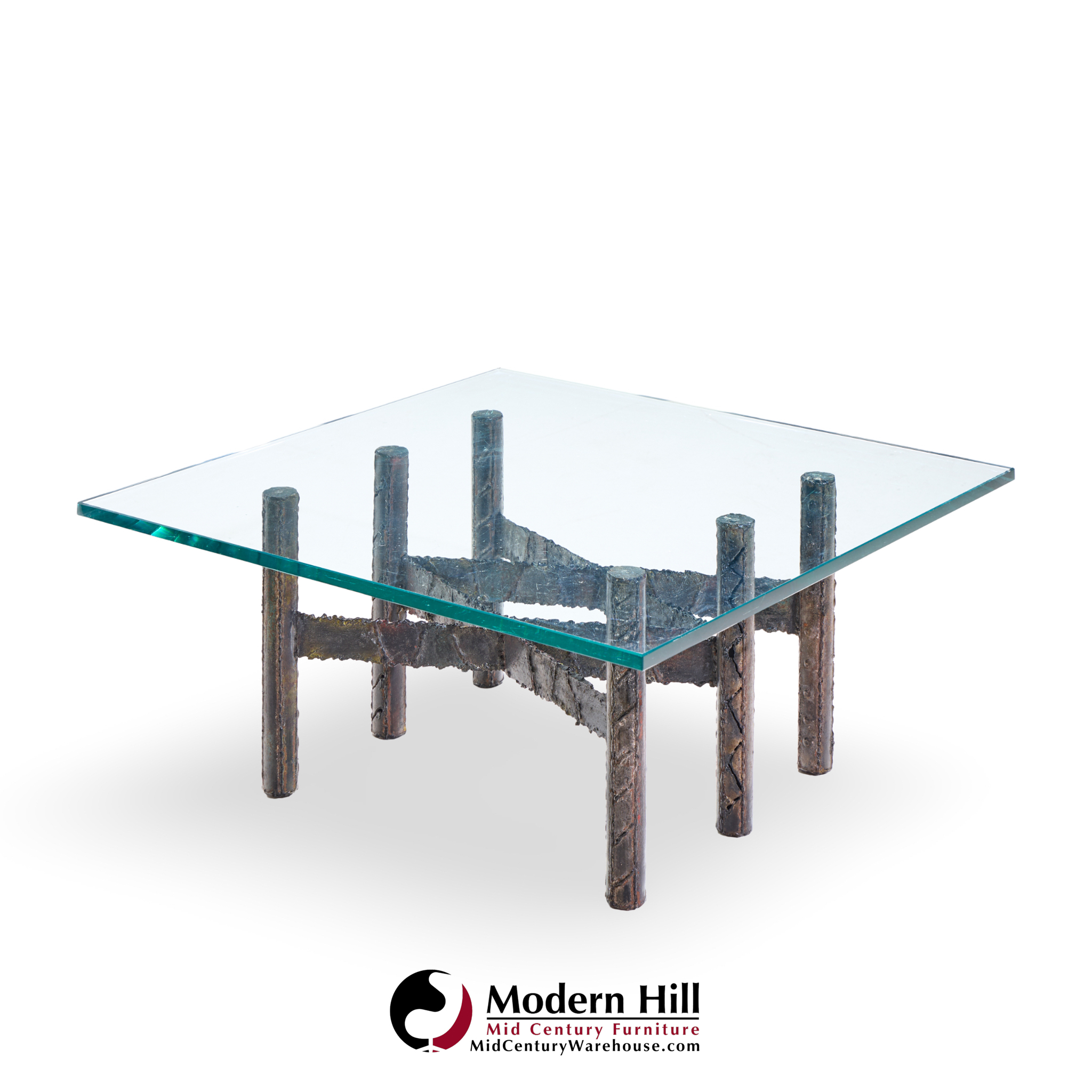 Paul Evans Brutalist Mid Century Patinated Steel and Bronze Coffee Table