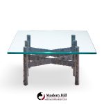 Paul Evans Brutalist Mid Century Patinated Steel and Bronze Coffee Table
