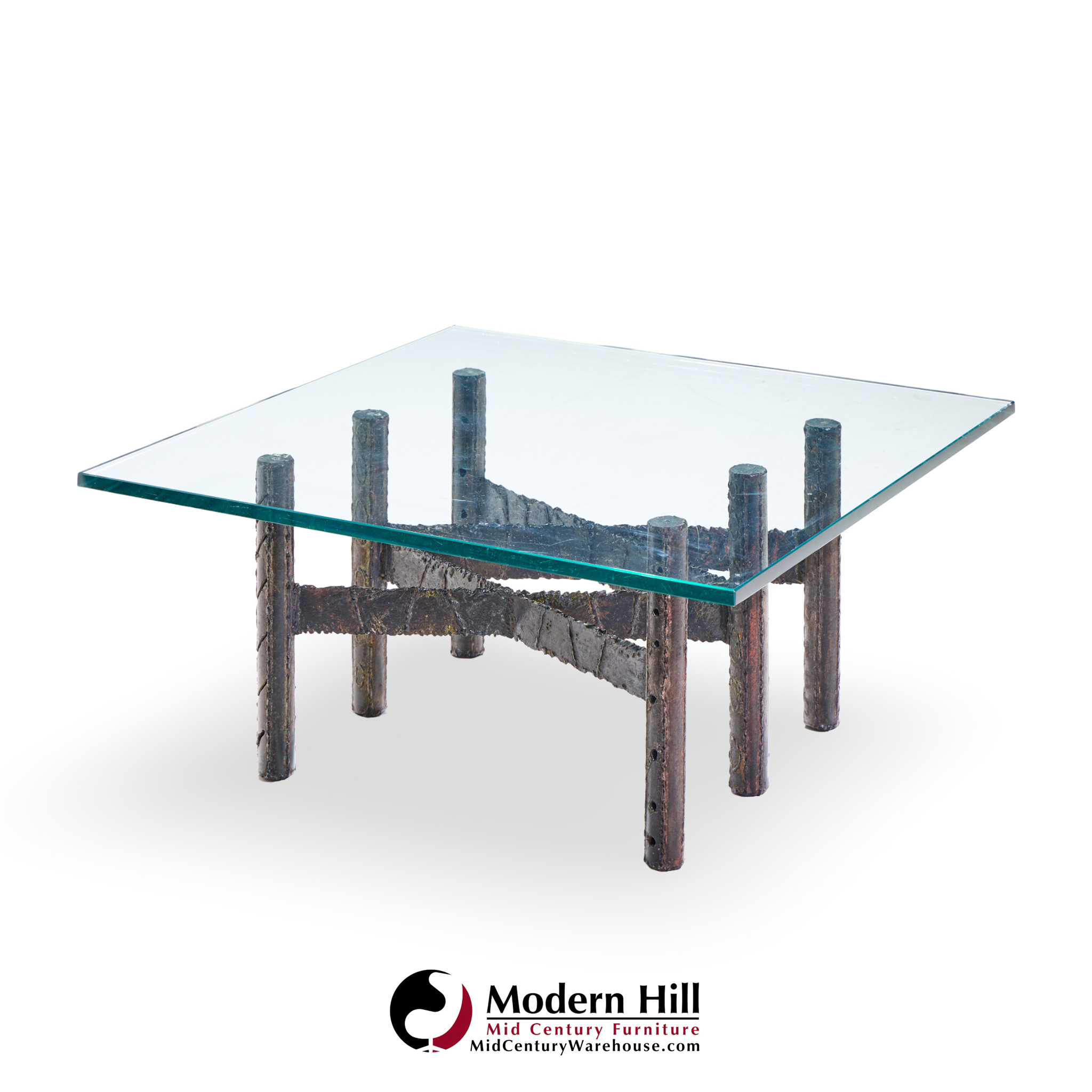 Paul Evans Brutalist Mid Century Patinated Steel and Bronze Coffee Table