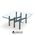 Paul Evans Brutalist Mid Century Patinated Steel and Bronze Coffee Table