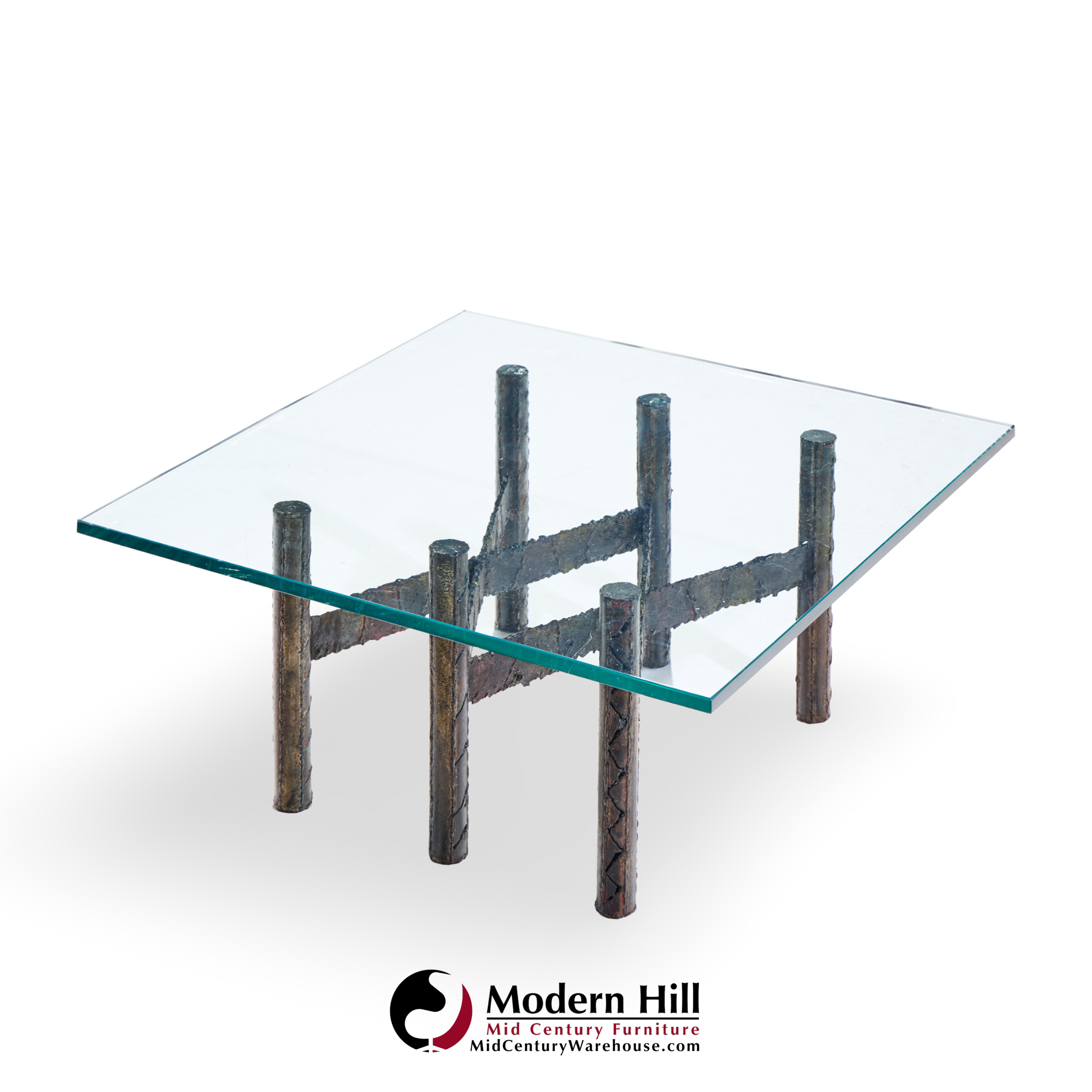 Paul Evans Brutalist Mid Century Patinated Steel and Bronze Coffee Table