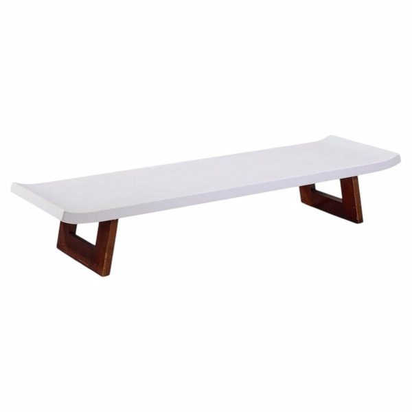 paul frankl for johnson furniture company mid century cork and mahogany coffee table bench