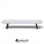 paul frankl for johnson furniture company mid century cork and mahogany coffee table bench