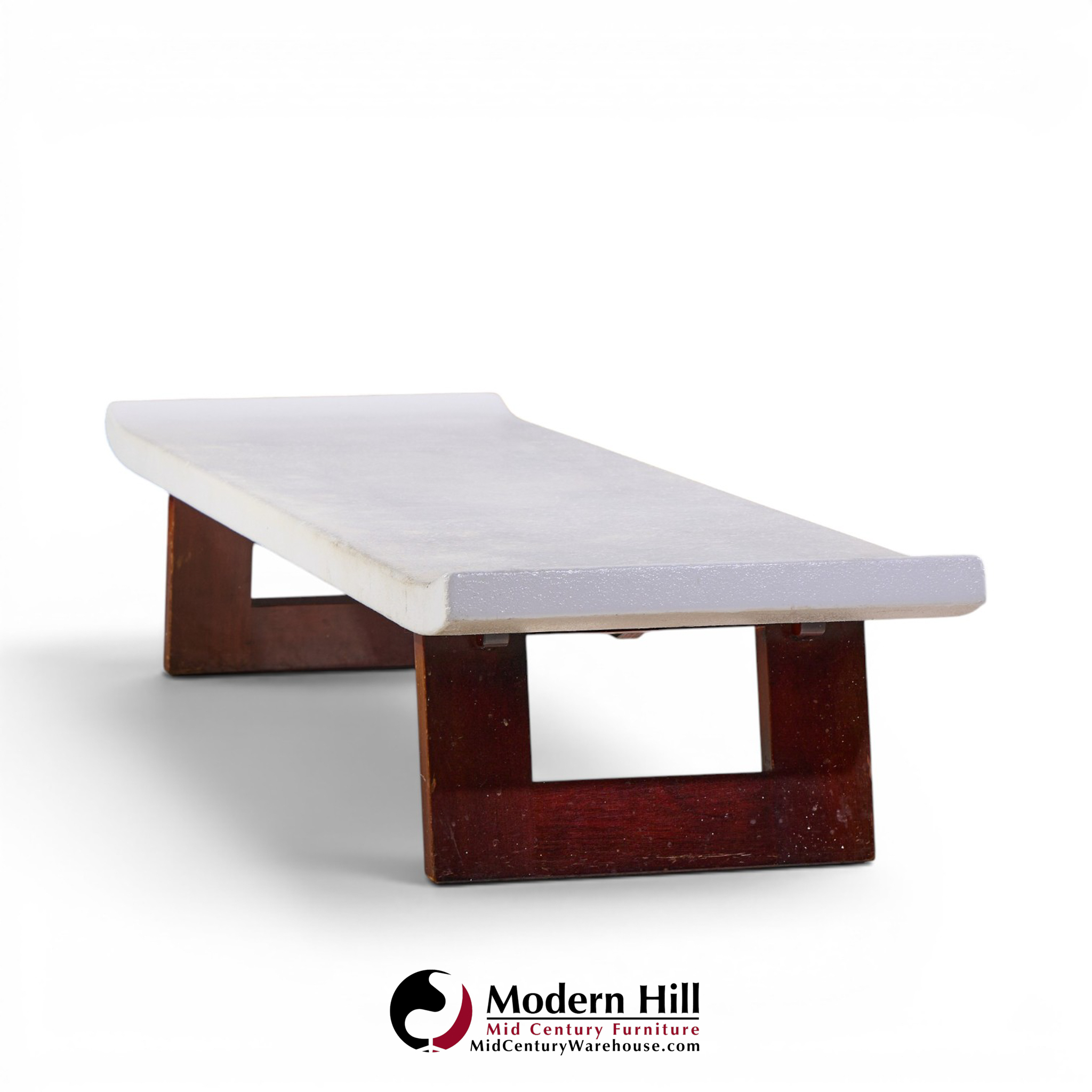 paul frankl for johnson furniture company mid century cork and mahogany coffee table bench