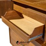 paul mccobb style furnette mid century walnut and brass highboy dresser