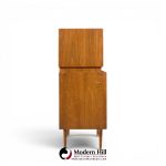 paul mccobb style furnette mid century walnut and brass highboy dresser