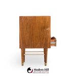 Paul Mccobb Style Furnette Mid Century Walnut and Brass Nightstands - Pair
