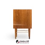 Paul Mccobb Style Furnette Mid Century Walnut and Brass Nightstands - Pair