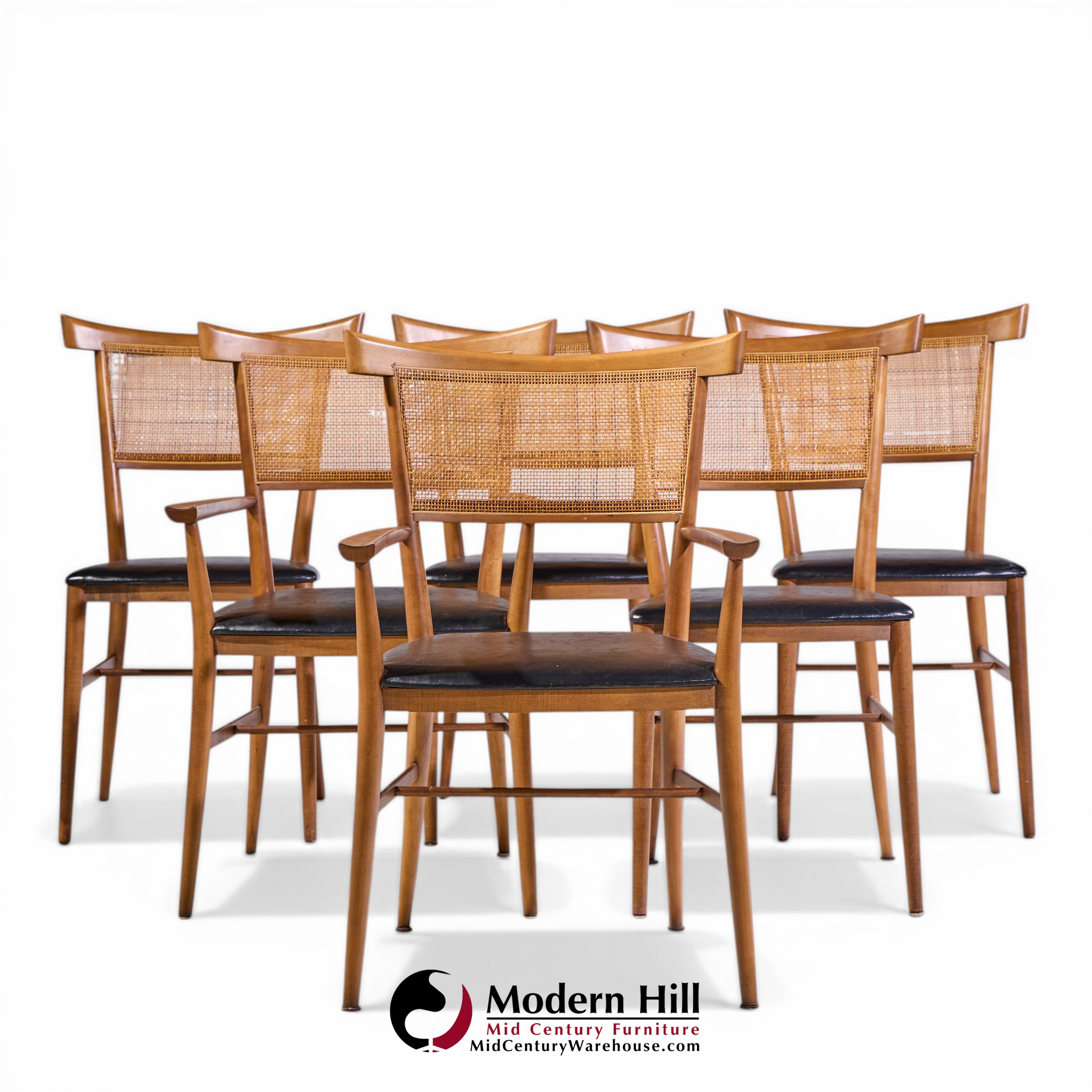 Paul Mccobb for Planner Group Mid Century Winchendon Maple and Cane Dining Chairs - Set of 6