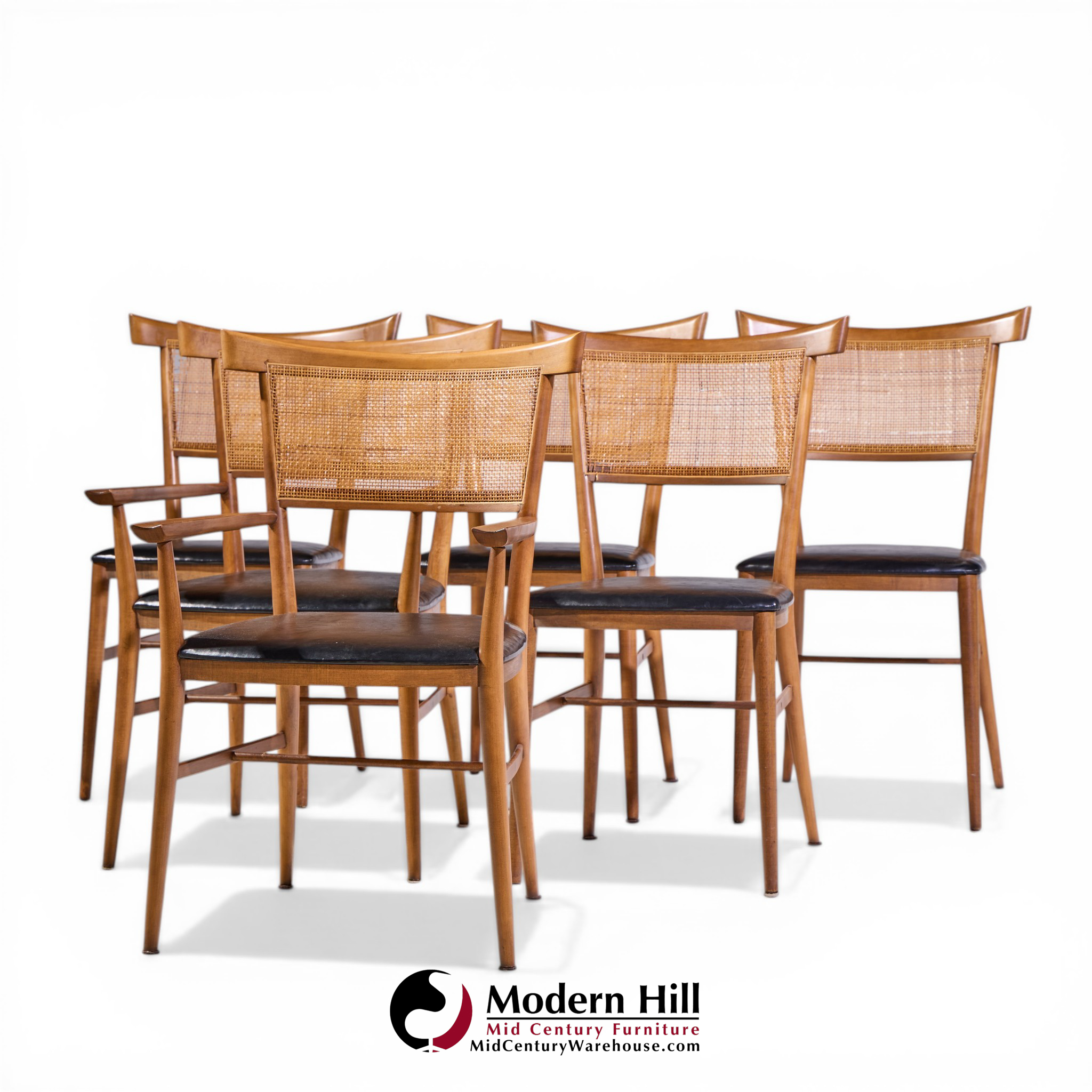 Paul Mccobb for Planner Group Mid Century Winchendon Maple and Cane Dining Chairs - Set of 6