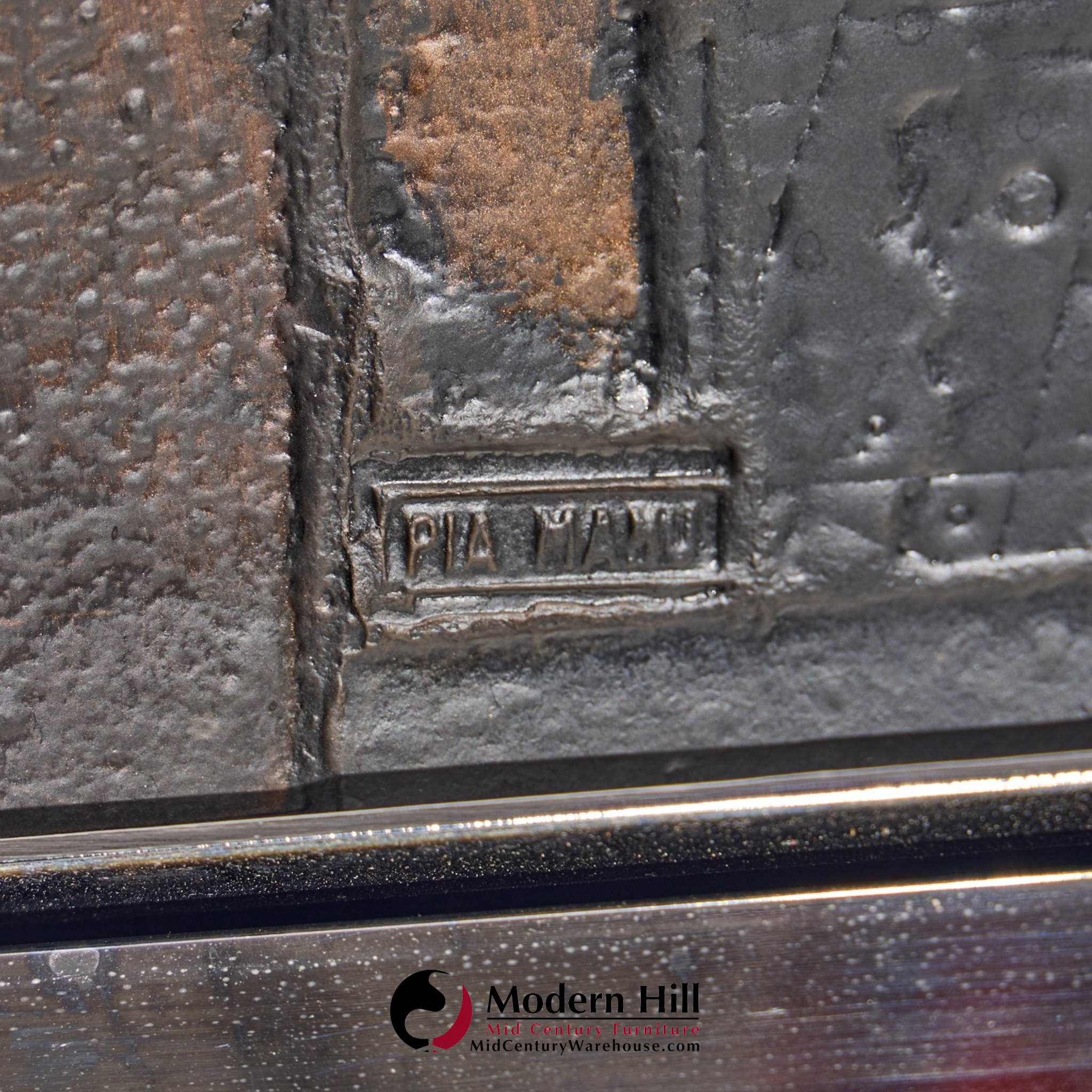 Pia Manu Brutalist Mid Century Steel, Chrome and Glass Credenza