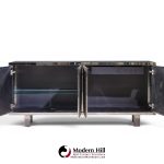 Pia Manu Brutalist Mid Century Steel, Chrome and Glass Credenza