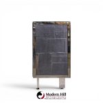 Pia Manu Brutalist Mid Century Steel, Chrome and Glass Credenza