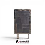 Pia Manu Brutalist Mid Century Steel, Chrome and Glass Credenza