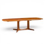 rasmus mid century danish teak expanding dining table with 2 leaves