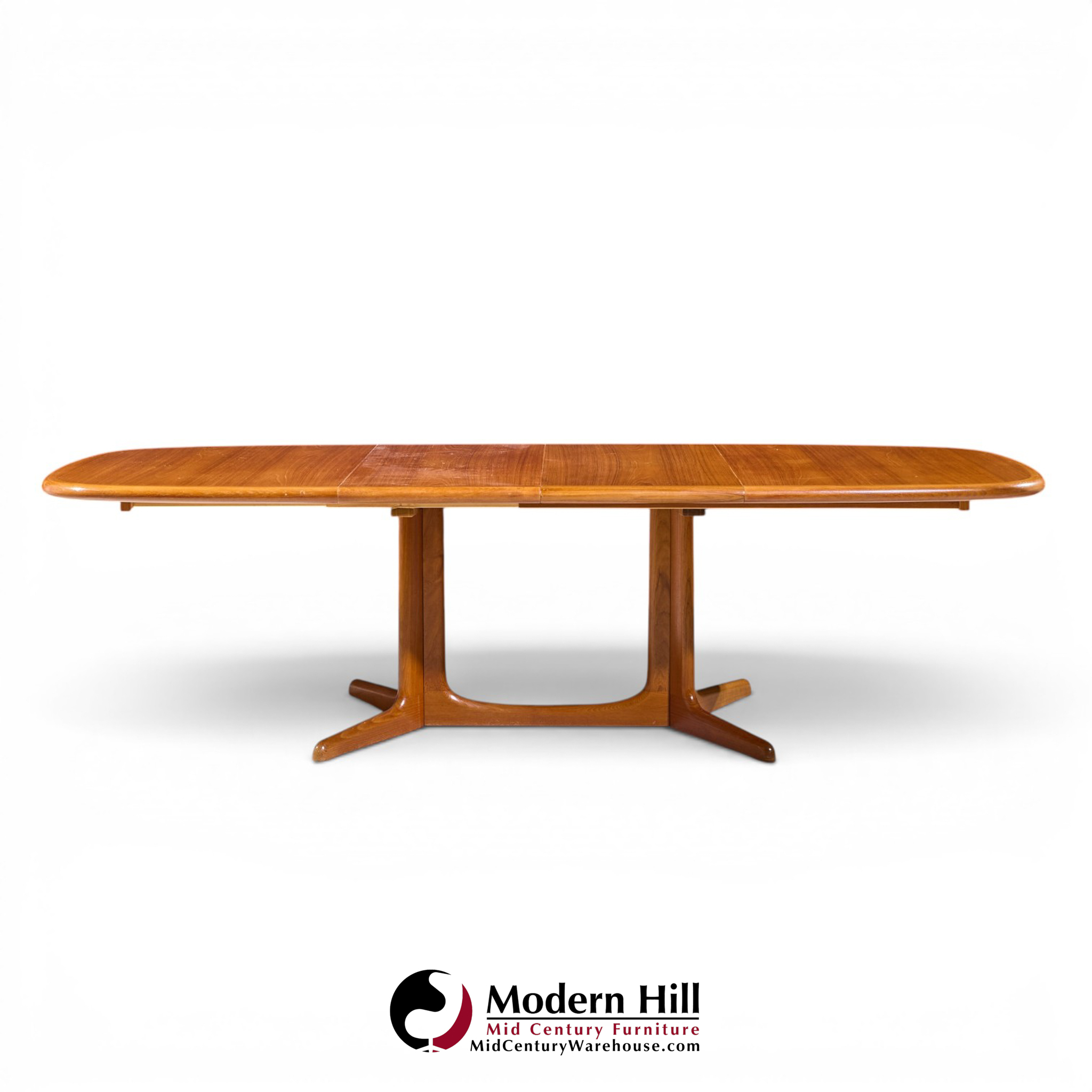 rasmus mid century danish teak expanding dining table with 2 leaves