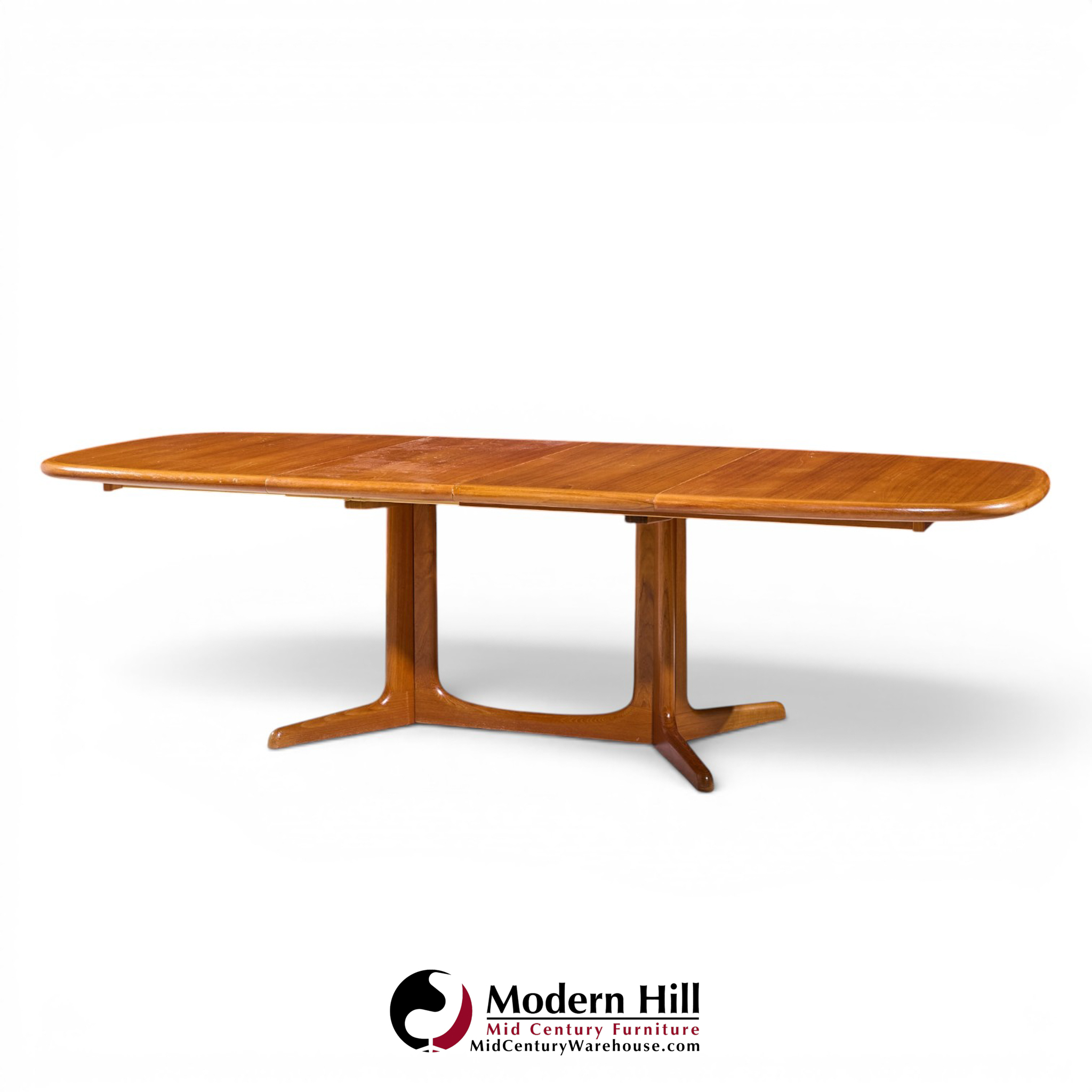 rasmus mid century danish teak expanding dining table with 2 leaves