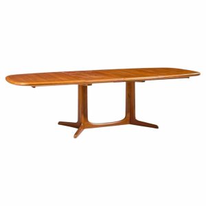 rasmus mid century danish teak expanding dining table with 2 leaves