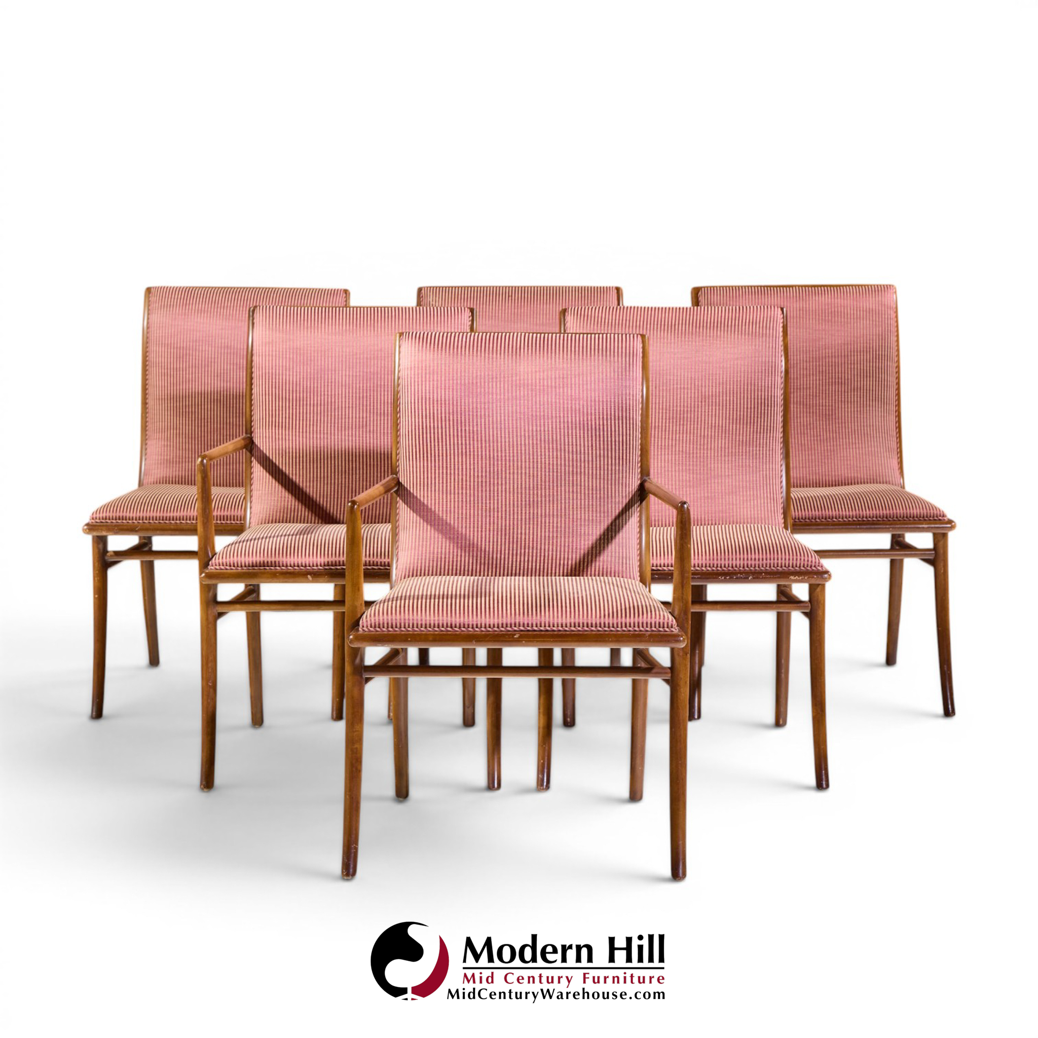 robsjohn-gibbings for widdicomb mid century walnut dining chairs - set of 6