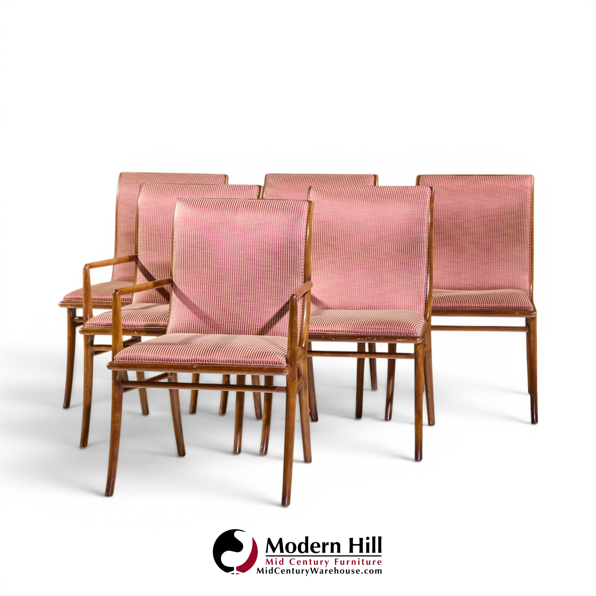 robsjohn-gibbings for widdicomb mid century walnut dining chairs - set of 6