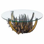 Silas Seandel Style Brutalist Mid Century Illuminated Sculptured Metal Coffee Table