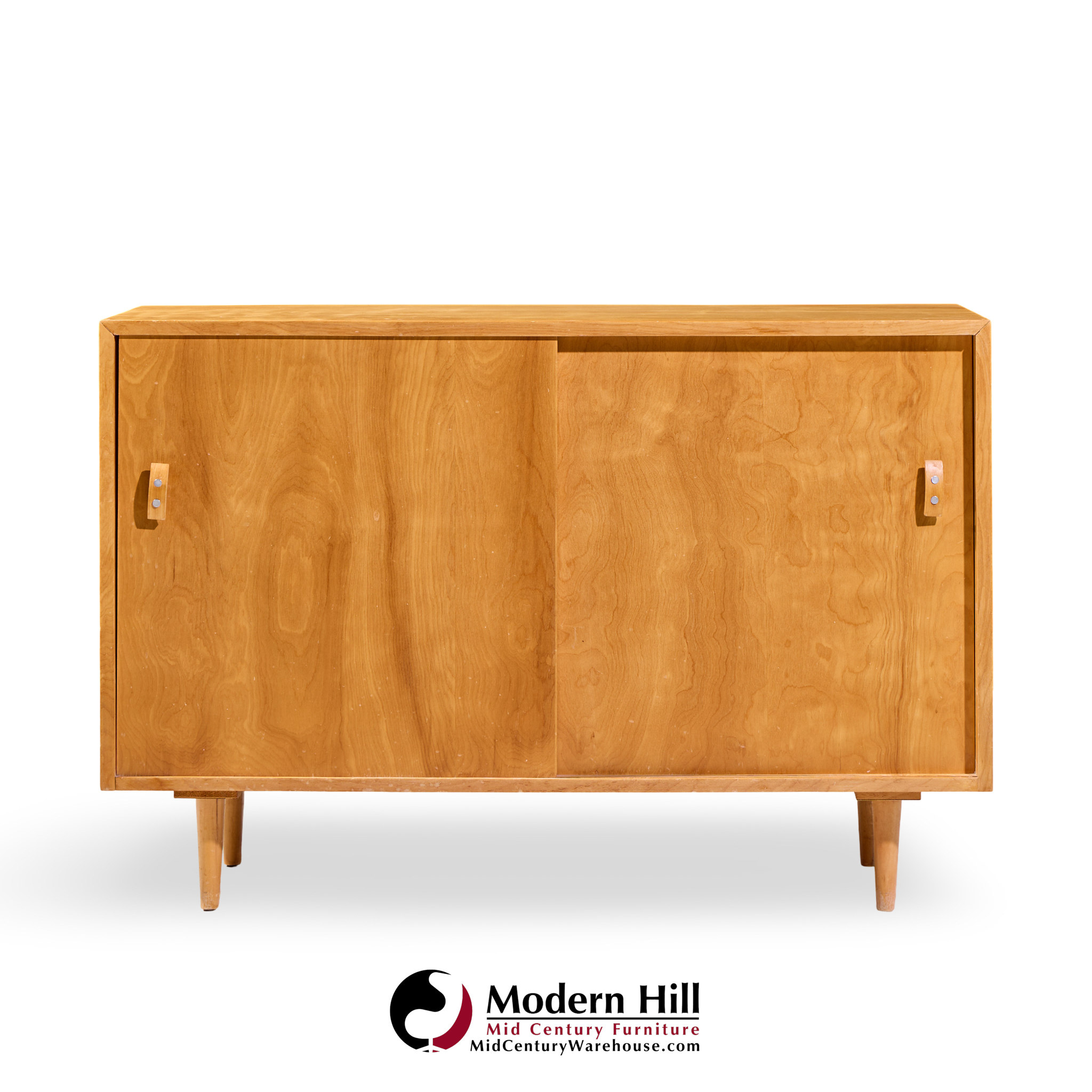 Stanley Young for Glenn of California Mid Century Walnut Sliding Door Credenza