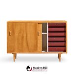 Stanley Young for Glenn of California Mid Century Walnut Sliding Door Credenza