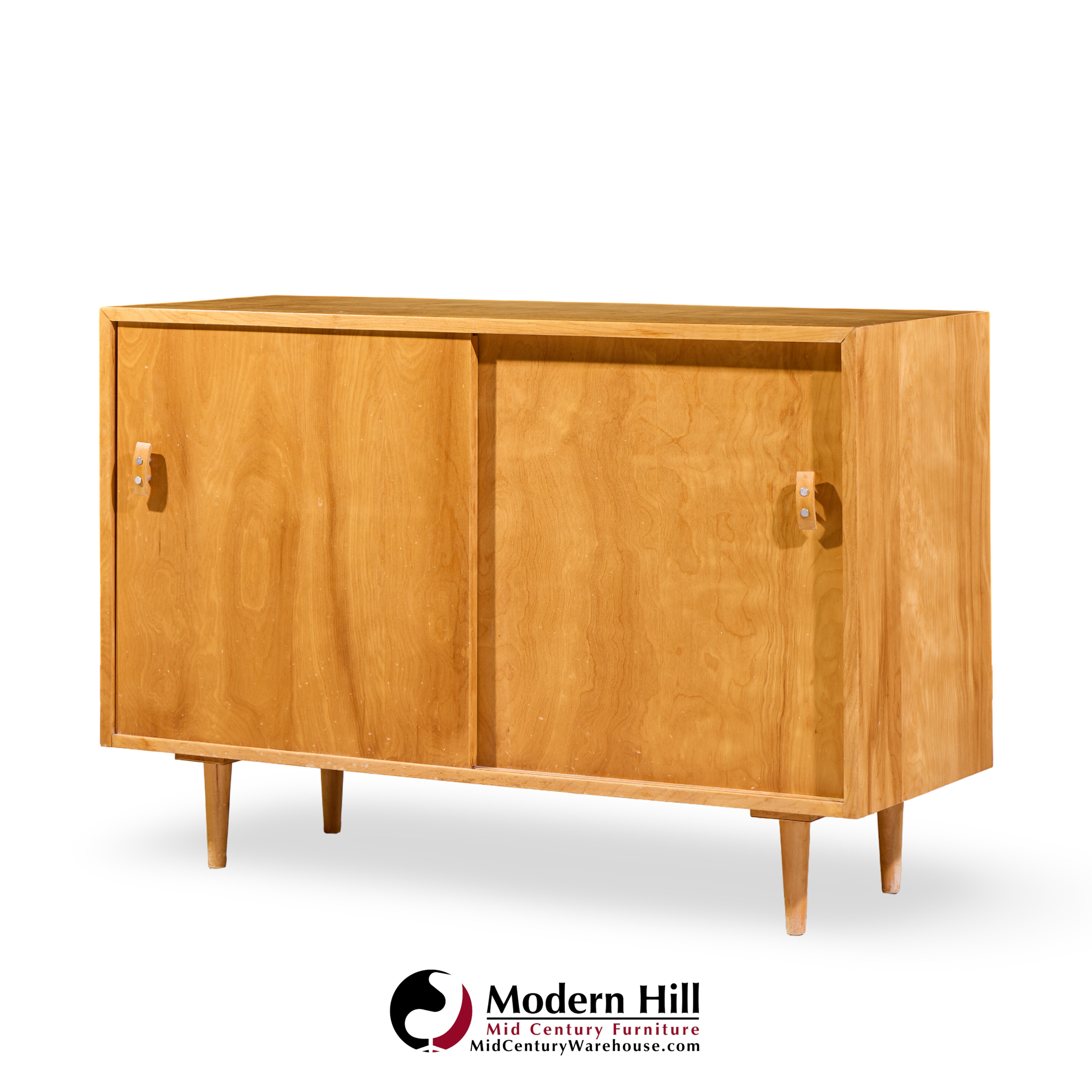 Stanley Young for Glenn of California Mid Century Walnut Sliding Door Credenza